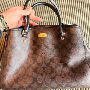 Coach Dark Brown Signature Satchel